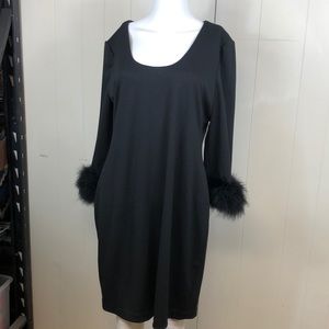 Calvin Klein Feather Sleeve Black Plus Size Dress